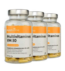 Multivitamines VM30 - 30 actifs - Lot de 3 flacons de 150 gélules