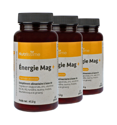 Magnésium "Énergie Mag+" 60 gélules - Lot de 3 flacons 