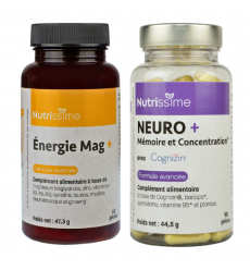 Pack Énergie Mentale - Énergie Mag+ et Neuro+ : Lot de 2 flacons