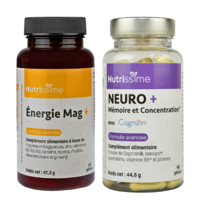 Pack Énergie Mentale - Énergie Mag+ et Neuro+ : Lot de 2 flacons