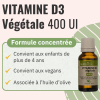 Vitamine D3 végétale - 400 UI - Lot de 3 Flacons - Composition