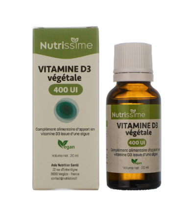 Vitamine D3 végétale - 400 UI - Nutrissime flacon