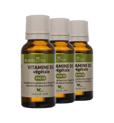 Vitamine D3 végétale - Lot de 3 - 400 UI