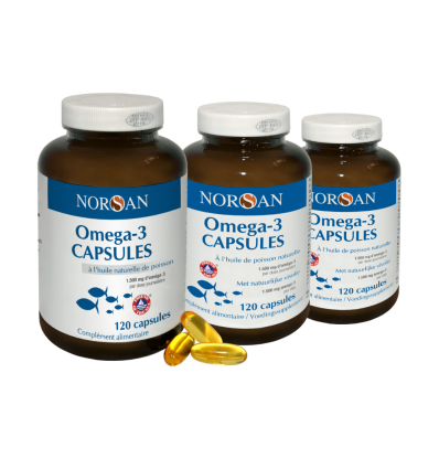 Oméga-3 capsules NORSAN - 120 capsules - Lot de 3 flacons