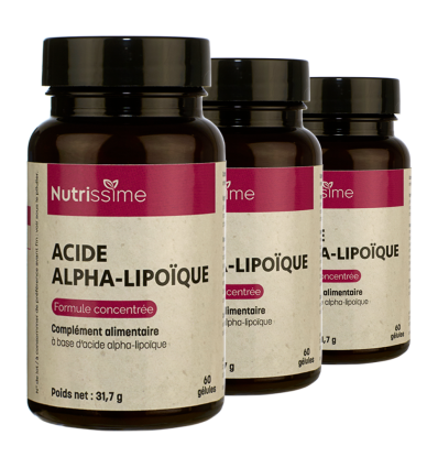 Acide Alpha-Lipoïque - Formule concentrée - 3 flacons face