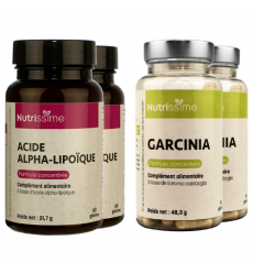 Protocole métabolique - Acide alpha-lipoïque et hydroxycitrate (Issu de Garcinia) - Pack de 4 flacons