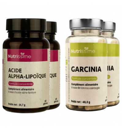  Protocole métabolique - Garcinia et Acide alpha lipoïque - 4 flacons face