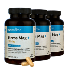 Magnésium "Stress Mag +" GÉLULES - Nouvelle formule - Lot de 3 flacons