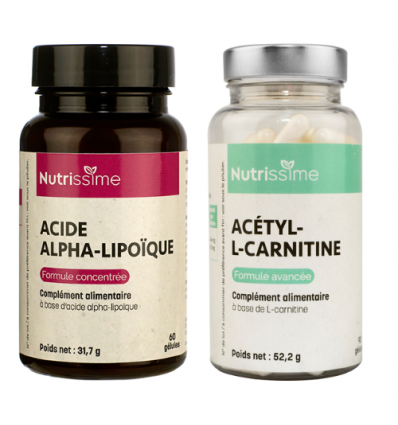 Protocole énergie et longévité - Acide alpha lipoique et Acétyl-L-carnitine - 2 flacons